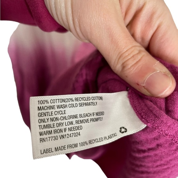 Universal Thread Ombre Gold Pink Peasant Dress Pockets Medium - Picture 4 of 5